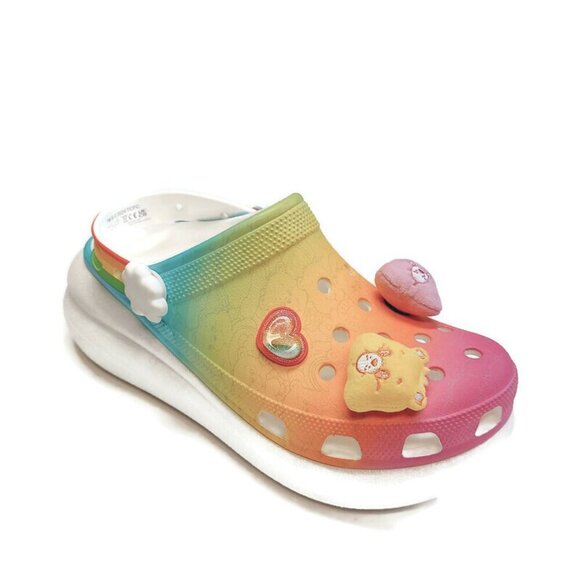 CROCS Care Bears Crush Slip On Clogs Mens Size 11 Womens 13 Shoes Rainbow White - Picture 2 of 11